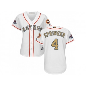 Women Houston Astros #4 George Springer White 2018 Gold Program Cool Base Stitched Baseball jersey