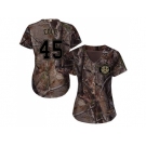 Women Houston Astros #45 Gerrit Cole Camo Realtree Collection Cool Base Stitched MLB Jersey