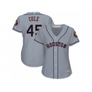 Women Houston Astros #45 Gerrit Cole Grey Road Stitched MLB Jersey