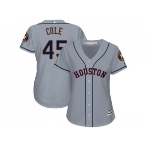Women Houston Astros #45 Gerrit Cole Grey Road Stitched MLB Jersey