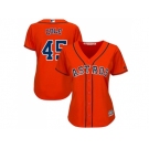 Women Houston Astros #45 Gerrit Cole Orange Alternate Stitched MLB Jersey