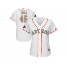 Women Houston Astros #45 Gerrit Cole White 2018 Gold Program Cool Base Stitched Baseball Jersey