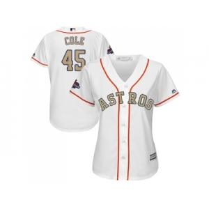 Women Houston Astros #45 Gerrit Cole White 2018 Gold Program Cool Base Stitched Baseball Jersey