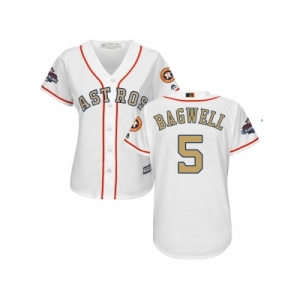 Women Houston Astros #5 Jeff Bagwell White 2018 Gold Program Cool Base Stitched Baseball jersey