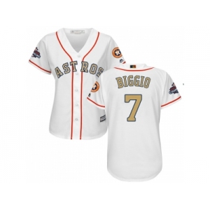 Women Houston Astros #7 Craig Biggio White 2018 Gold Program Cool Base Stitched Baseball jersey