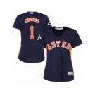 Women Majestic Houston Astros #1 Carlos Correa Replica Navy Blue Alternate 2017 World Series Bound Cool Base MLB Jersey