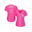 Women Majestic Houston Astros #10 Yuli Gurriel Authentic Pink Fashion Cool Base MLB Jersey