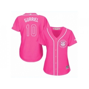 Women Majestic Houston Astros #10 Yuli Gurriel Authentic Pink Fashion Cool Base MLB Jersey