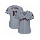 Women Majestic Houston Astros #10 Yuli Gurriel Replica Grey Road Cool Base MLB Jersey