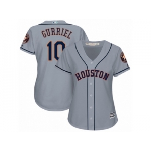 Women Majestic Houston Astros #10 Yuli Gurriel Replica Grey Road Cool Base MLB Jersey