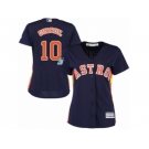 Women Majestic Houston Astros #10 Yuli Gurriel Replica Navy Blue Alternate Cool Base MLB Jersey