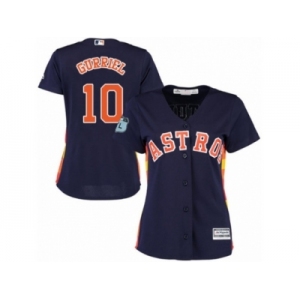 Women Majestic Houston Astros #10 Yuli Gurriel Replica Navy Blue Alternate Cool Base MLB Jersey