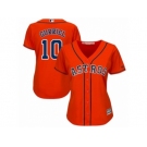 Women Majestic Houston Astros #10 Yuli Gurriel Replica Orange Alternate Cool Base MLB Jersey