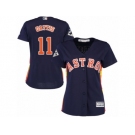 Women Majestic Houston Astros #11 Evan Gattis Replica Navy Blue Alternate 2017 World Series Bound Cool Base MLB Jersey