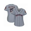 Women Majestic Houston Astros #15 Carlos Beltran Replica Grey Road 2017 World Series Bound Cool Base MLB Jersey