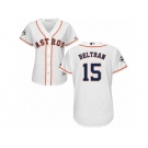 Women Majestic Houston Astros #15 Carlos Beltran Replica White Home 2017 World Series Bound Cool Base MLB Jersey