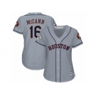 Women Majestic Houston Astros #16 Brian McCann Authentic Grey Road 2017 World Series Bound Cool Base MLB Jersey