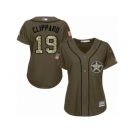 Women Majestic Houston Astros #19 Tyler Clippard Replica Green Salute to Service MLB Jersey