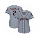 Women Majestic Houston Astros #2 Alex Bregman Replica Grey Road 2017 World Series Bound Cool Base MLB Jersey