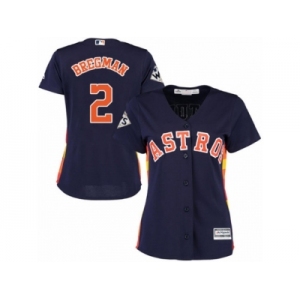 Women Majestic Houston Astros #2 Alex Bregman Replica Navy Blue Alternate 2017 World Series Bound Cool Base MLB Jersey