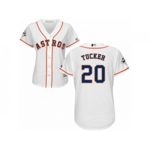 Women Majestic Houston Astros #20 Preston Tucker Replica White Home 2017 World Series Bound Cool Base MLB Jersey