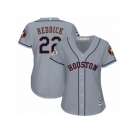 Women Majestic Houston Astros #22 Josh Reddick Authentic Grey Road 2017 World Series Bound Cool Base MLB Jersey