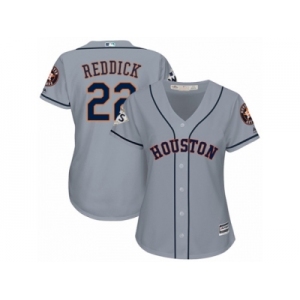 Women Majestic Houston Astros #22 Josh Reddick Authentic Grey Road 2017 World Series Bound Cool Base MLB Jersey