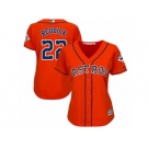 Women Majestic Houston Astros #22 Josh Reddick Replica Orange Alternate 2017 World Series Bound Cool Base MLB Jersey