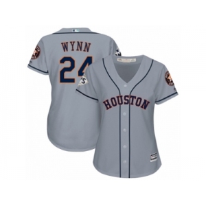 Women Majestic Houston Astros #24 Jimmy Wynn Authentic Grey Road 2017 World Series Bound Cool Base MLB Jersey