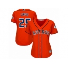 Women Majestic Houston Astros #25 Jose Cruz Jr. Replica Orange Alternate 2017 World Series Bound Cool Base MLB Jersey