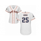 Women Majestic Houston Astros #25 Jose Cruz Jr. Replica White Home 2017 World Series Bound Cool Base MLB Jersey