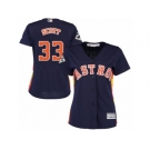 Women Majestic Houston Astros #33 Mike Scott Replica Navy Blue Alternate 2017 World Series Bound Cool Base MLB Jersey