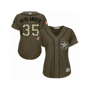 Women Majestic Houston Astros #35 Justin Verlander Authentic Green Salute to Service MLB Jersey