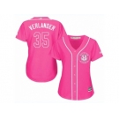 Women Majestic Houston Astros #35 Justin Verlander Authentic Pink Fashion Cool Base MLB Jersey