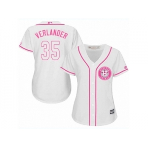 Women Majestic Houston Astros #35 Justin Verlander Replica White Fashion Cool Base MLB Jersey