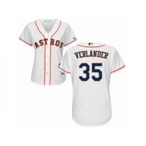 Women Majestic Houston Astros #35 Justin Verlander Replica White Home Cool Base MLB Jersey