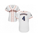 Women Majestic Houston Astros #4 George Springer Replica White Home 2017 World Series Bound Cool Base MLB Jersey