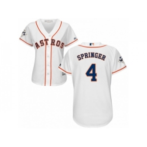 Women Majestic Houston Astros #4 George Springer Replica White Home 2017 World Series Bound Cool Base MLB Jersey