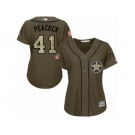 Women Majestic Houston Astros #41 Brad Peacock Replica Green Salute to Service MLB Jersey