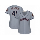 Women Majestic Houston Astros #41 Brad Peacock Replica Grey Road Cool Base MLB Jersey