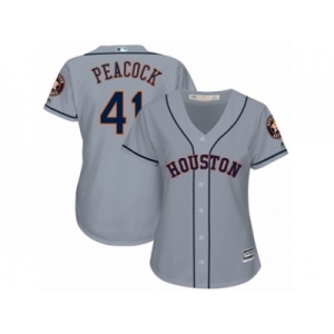 Women Majestic Houston Astros #41 Brad Peacock Replica Grey Road Cool Base MLB Jersey