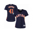 Women Majestic Houston Astros #41 Brad Peacock Replica Navy Blue Alternate Cool Base MLB Jersey