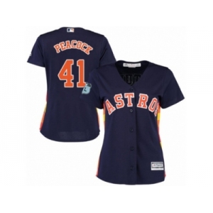 Women Majestic Houston Astros #41 Brad Peacock Replica Navy Blue Alternate Cool Base MLB Jersey