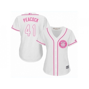 Women Majestic Houston Astros #41 Brad Peacock Replica White Fashion Cool Base MLB Jersey