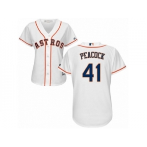 Women Majestic Houston Astros #41 Brad Peacock Replica White Home Cool Base MLB Jersey