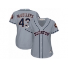 Women Majestic Houston Astros #43 Lance McCullers Replica Grey Road 2017 World Series Bound Cool Base MLB Jersey