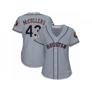 Women Majestic Houston Astros #43 Lance McCullers Replica Grey Road 2017 World Series Bound Cool Base MLB Jersey