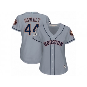 Women Majestic Houston Astros #44 Roy Oswalt Replica Grey Road 2017 World Series Bound Cool Base MLB Jersey