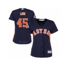 Women Majestic Houston Astros #45 Carlos Lee Replica Navy Blue Alternate 2017 World Series Bound Cool Base MLB Jersey