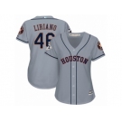 Women Majestic Houston Astros #46 Francisco Liriano Authentic Grey Road 2017 World Series Bound Cool Base MLB Jersey